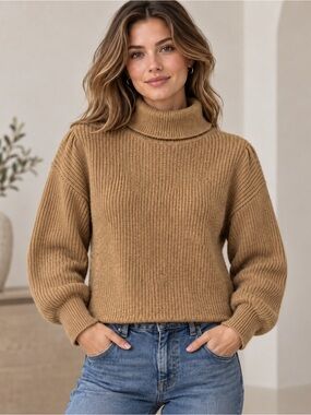 Cupcake Balloon Sleeve Sweater Brown